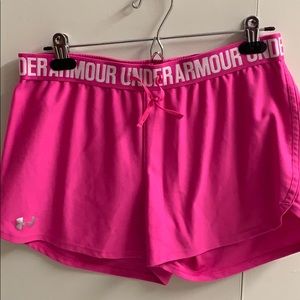 Pink under armour shorts